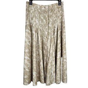 Michael Kors Brushstroke 100% Cotton A-line Skirt in Beige & White Size 4